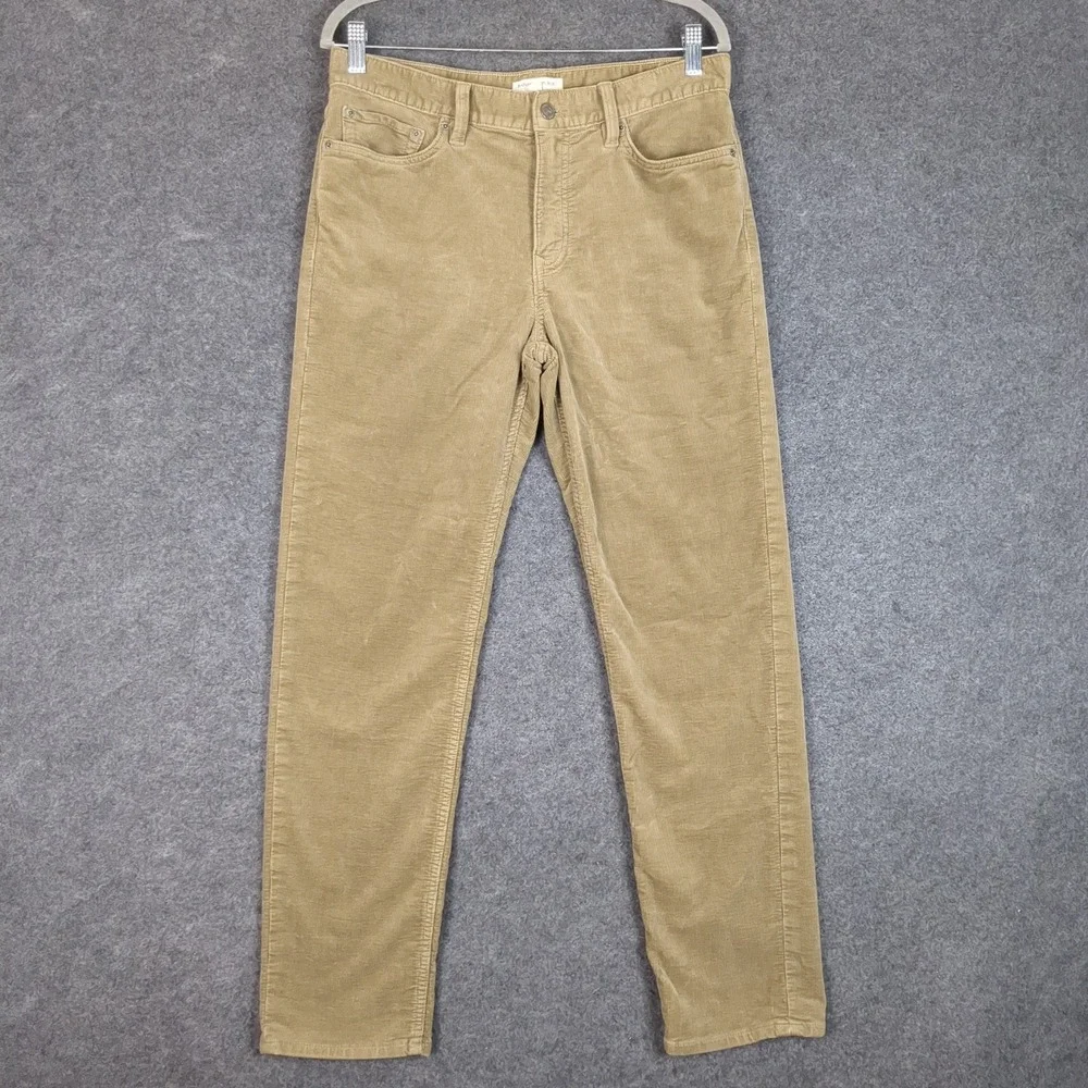 Banana Republic Mens Tan Khaki Corduroy Straight Leg Pants Casual 5-Pocket 31x30